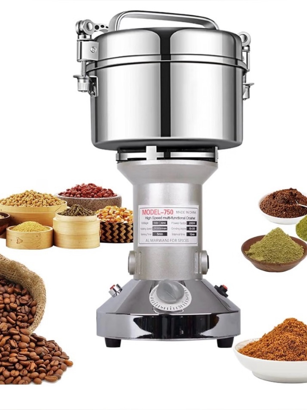 GRAIN MILL GRINDER 750G HIGH SPEED ELECTRIC STAINLESS STEEL GRINDER